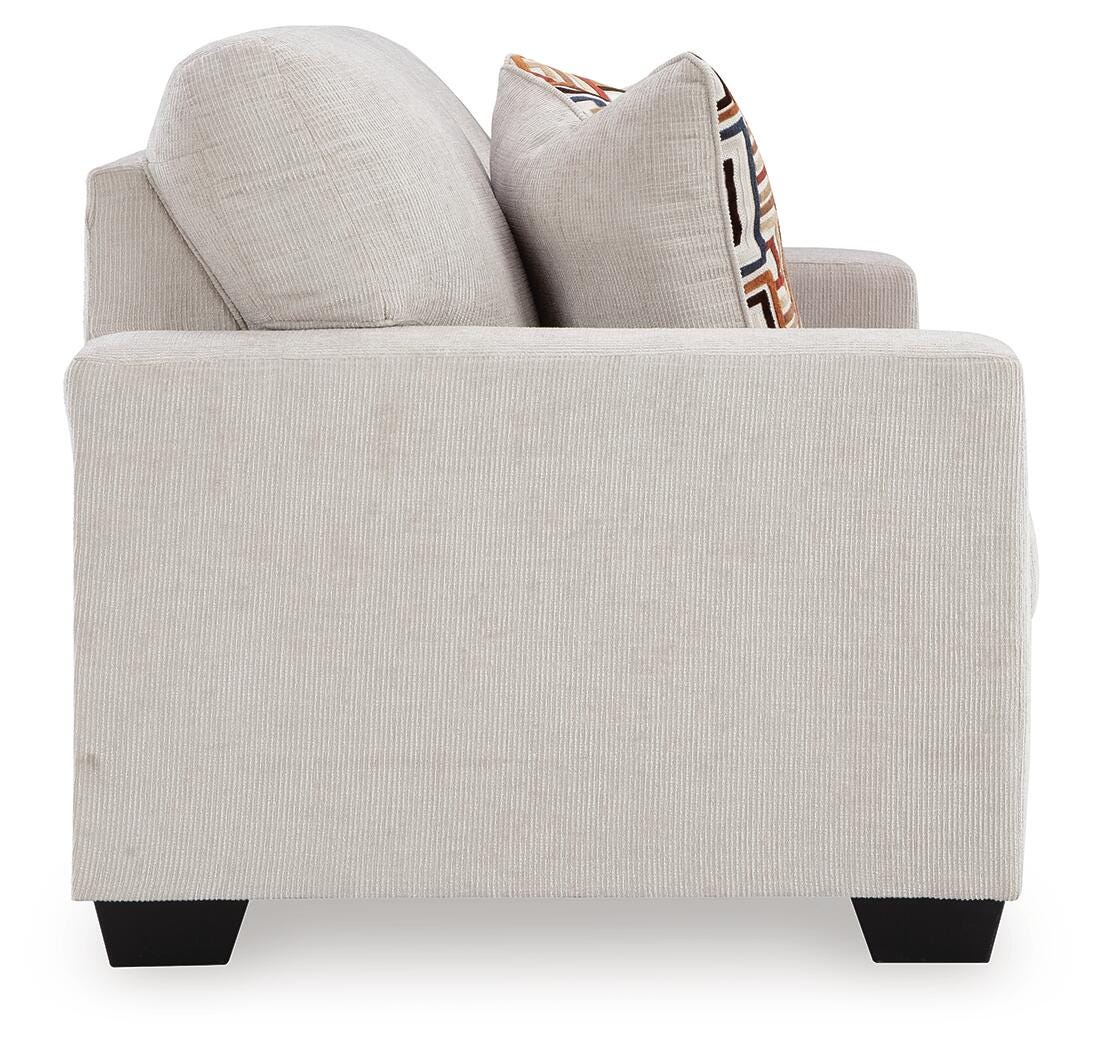 Aviemore Loveseat in Stone, side view