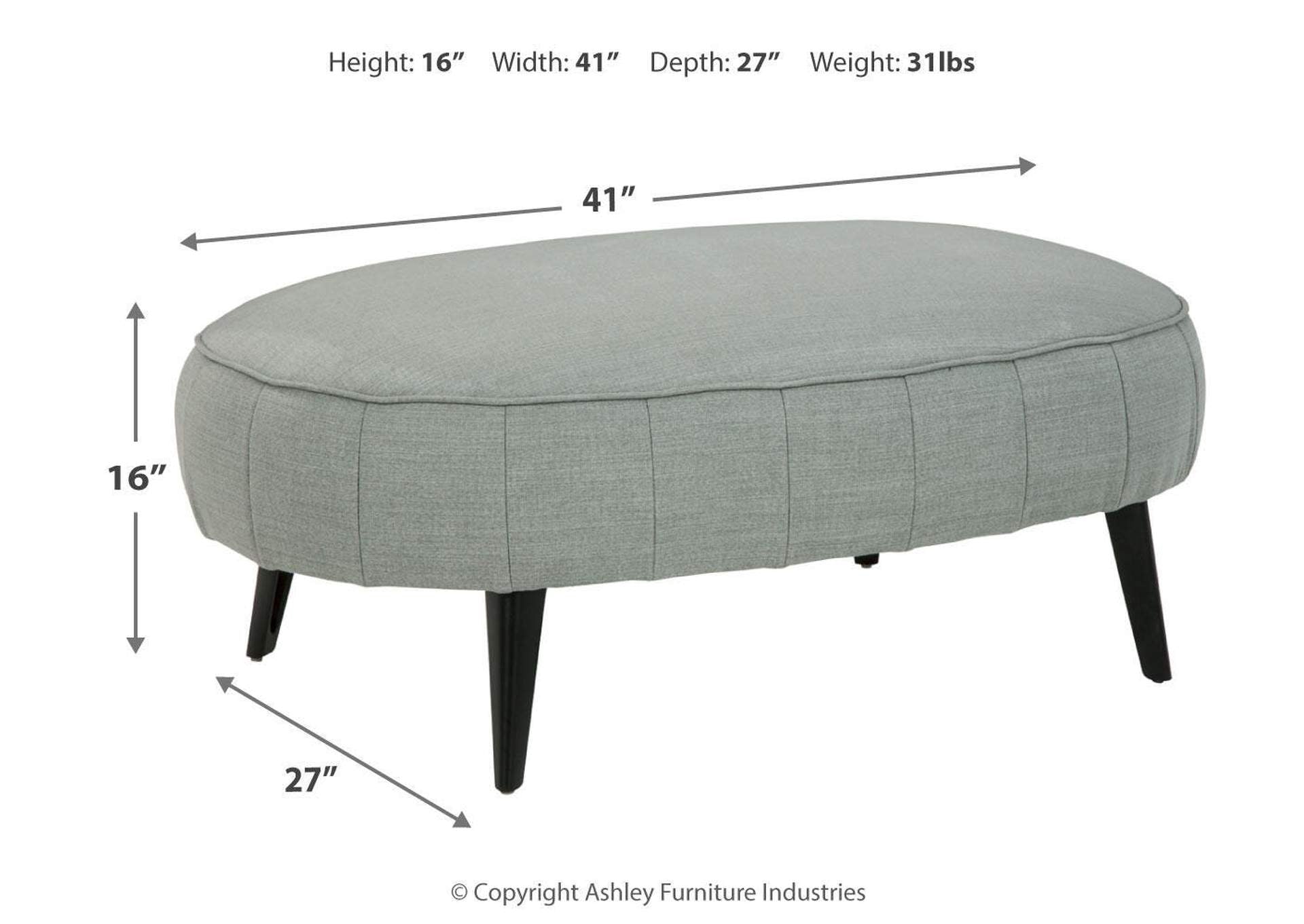 Hollyann Oversized Accent Ottoman dimensions