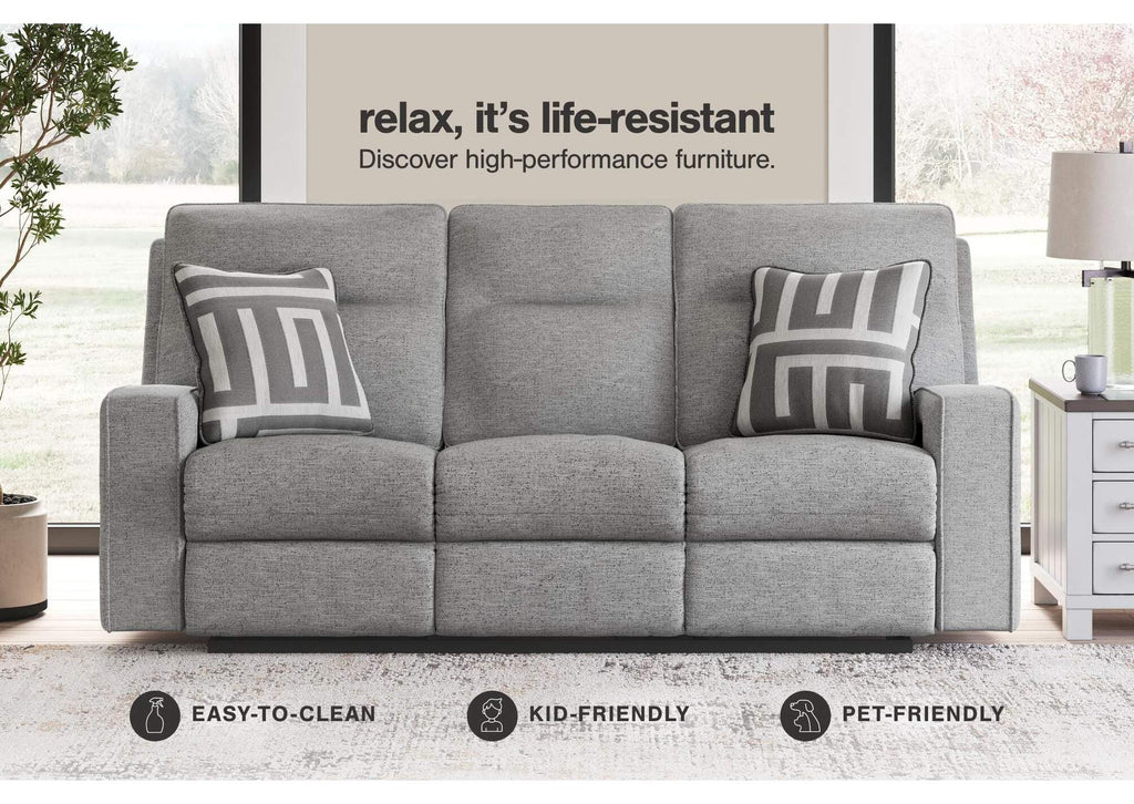 Biscoe Performance Fabric Dual Power Reclining Sofa and Loveseat fabric detail