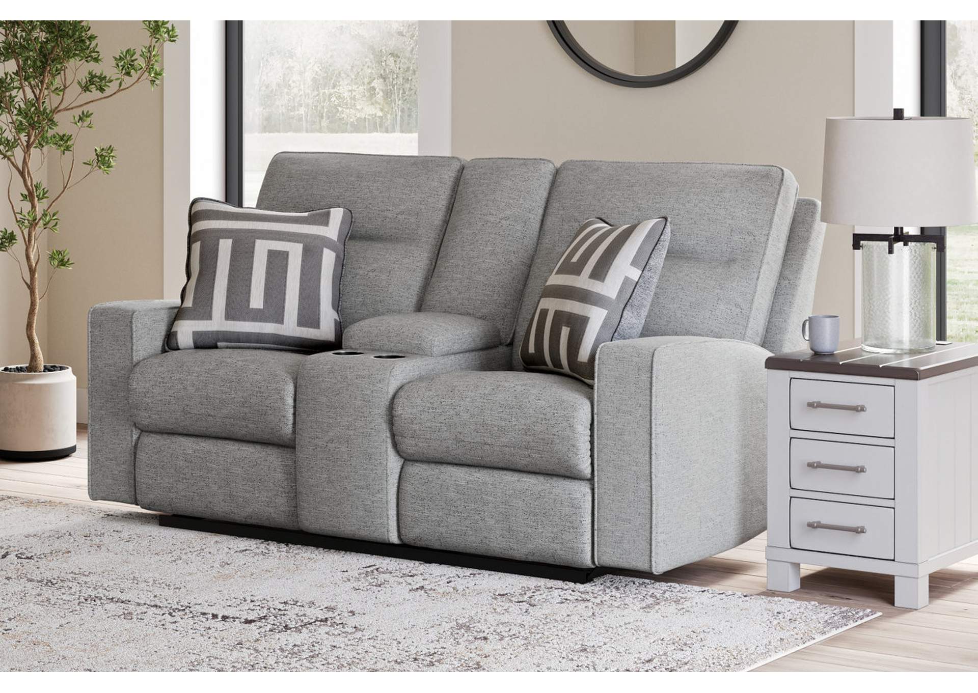 Biscoe Performance Fabric Dual Power Reclining Sofa and Loveseat fabric detail