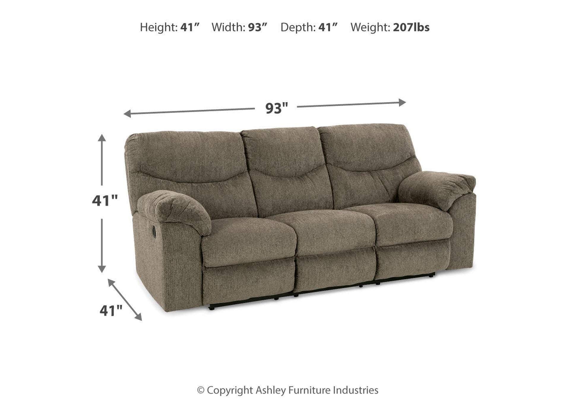 Alphons Sofa, Loveseat and Recliner dimensions