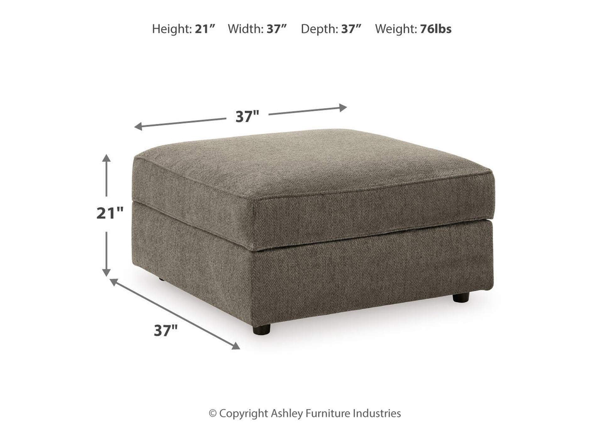O'Phannon Ottoman With Storage dimensions