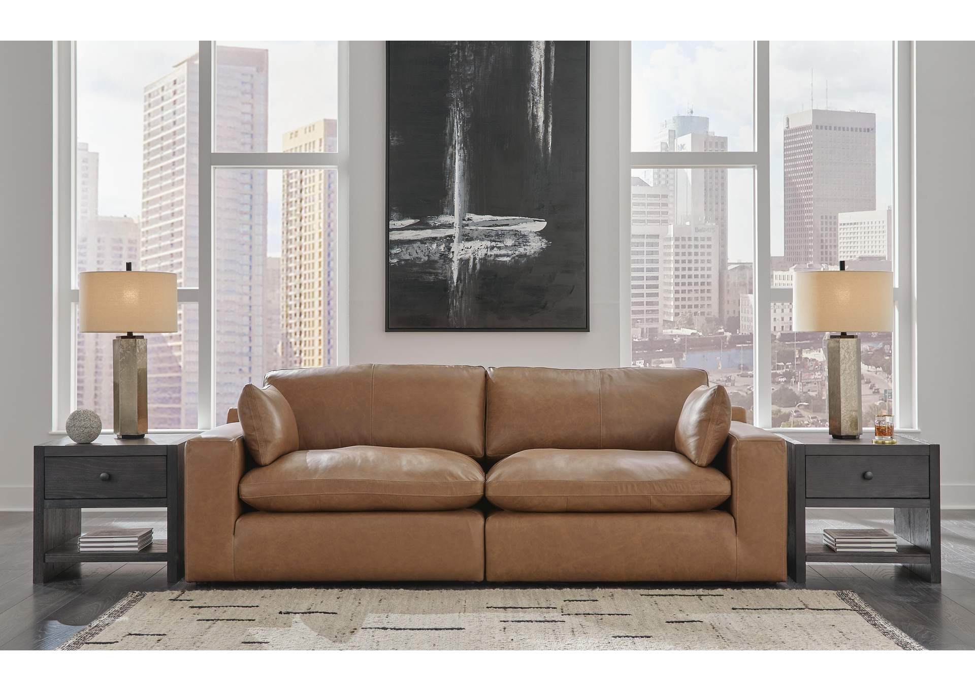 Emilia Leather Modular Sofa and Loveseat