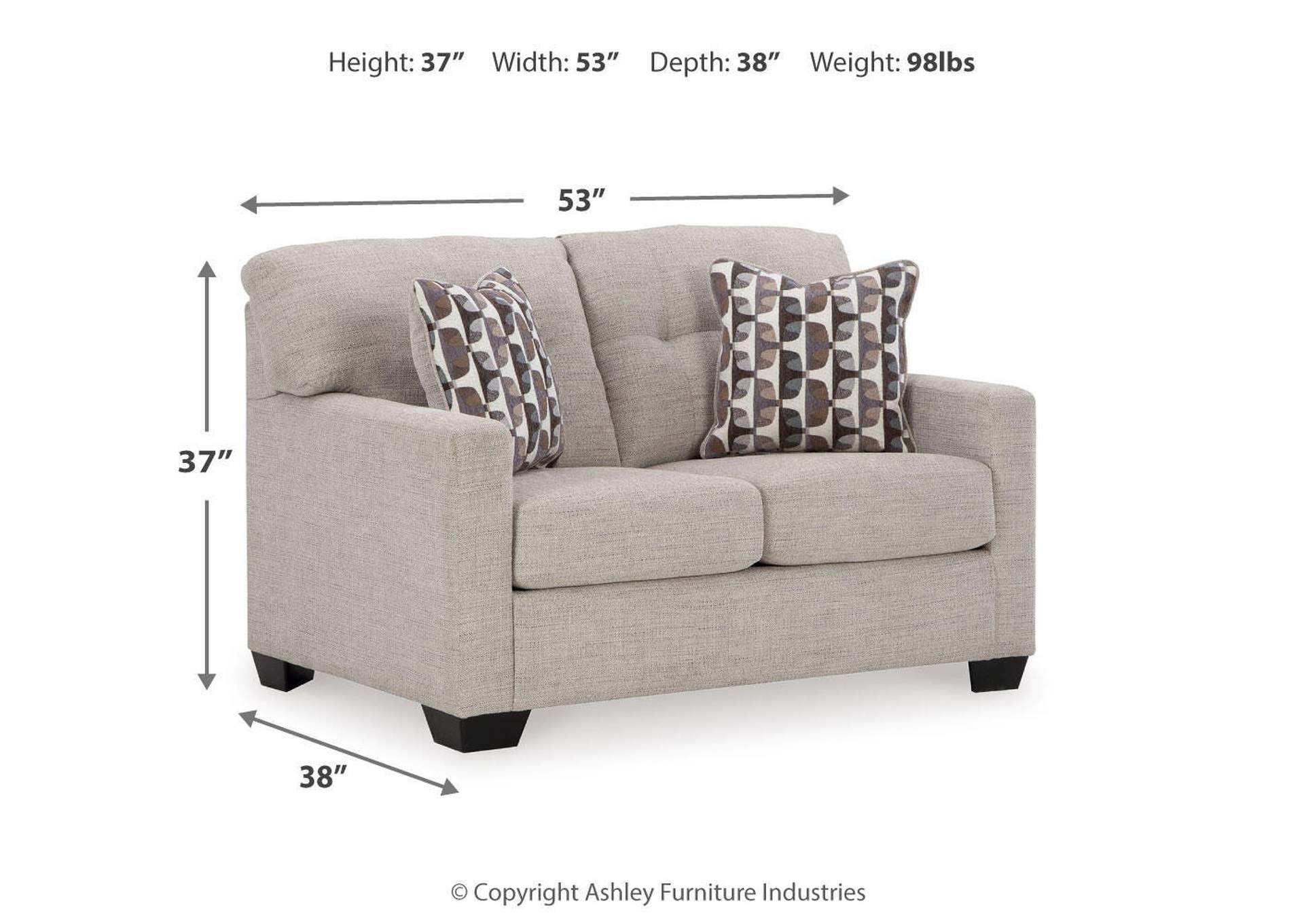 Mahoney Loveseat dimensions