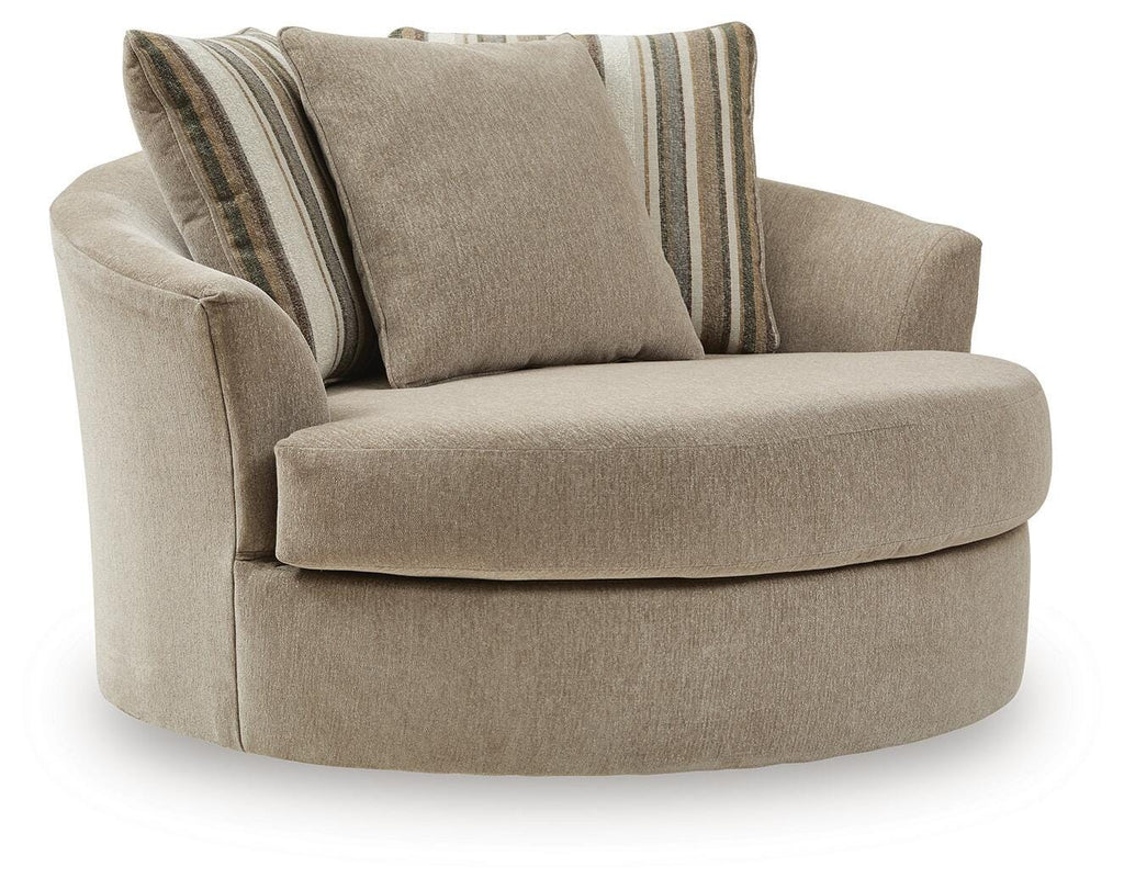 Linenhause Oversized Swivel Accent Chair in Dune, angle view