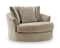 Linenhause Oversized Swivel Accent Chair in Dune, angle view