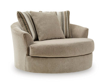 Linenhause Oversized Swivel Accent Chair in Dune, angle view