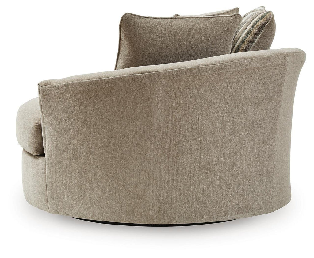 Linenhause Oversized Swivel Accent Chair in Dune, back view