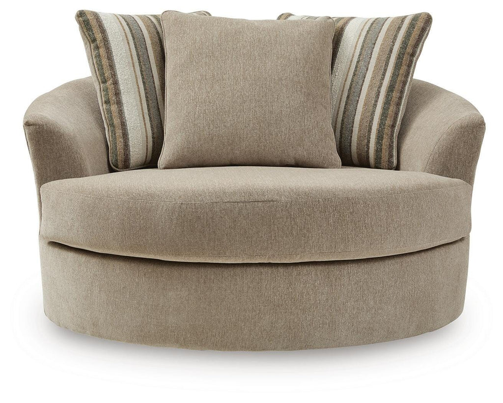 Linenhause Oversized Swivel Accent Chair in Dune, front view