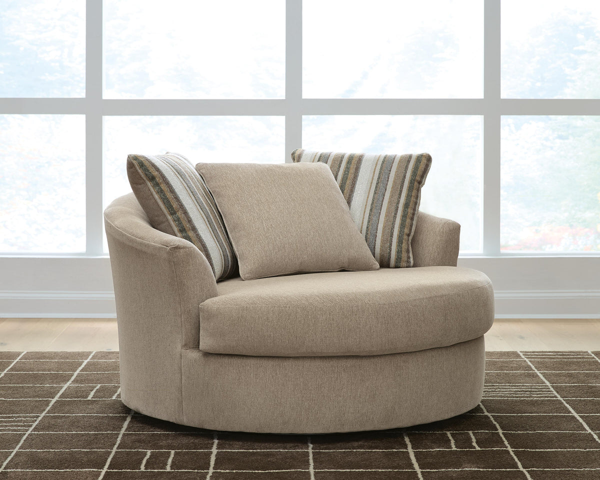 Linenhause Oversized Swivel Accent Chair in Dune, alternate view 3