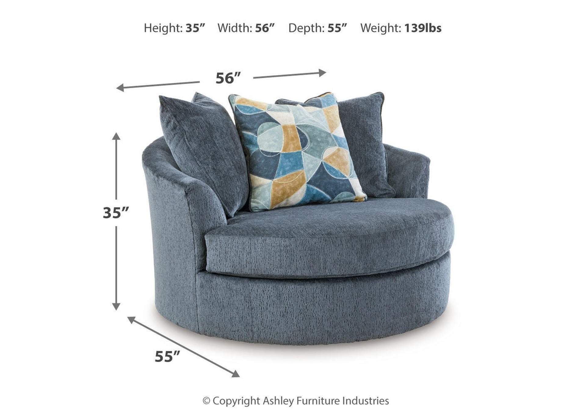 Maxon Place Oversized Swivel Accent Chair dimensions