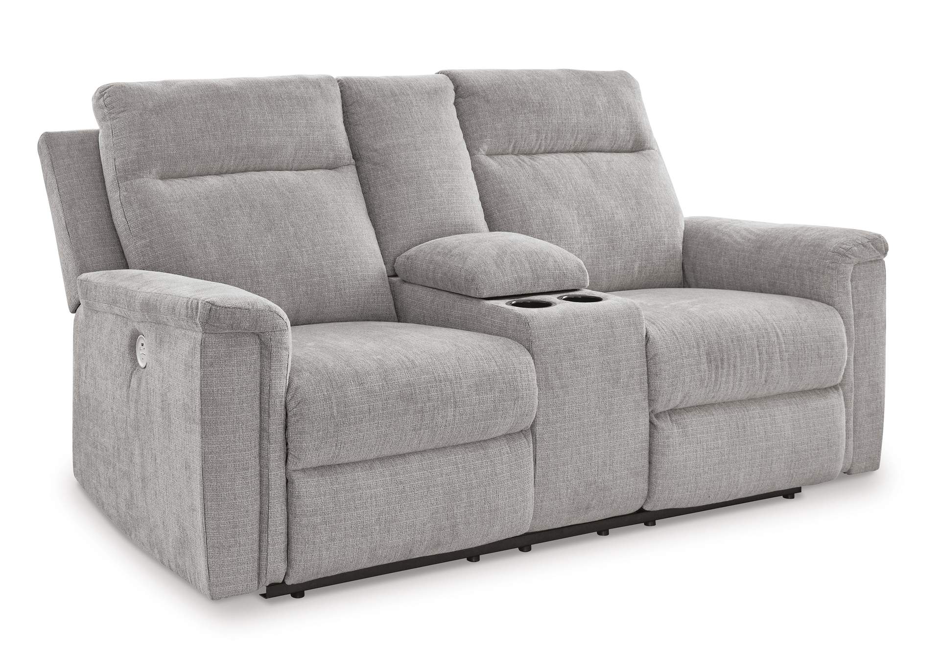 Barnsana Power Reclining Loveseat with Console angled view