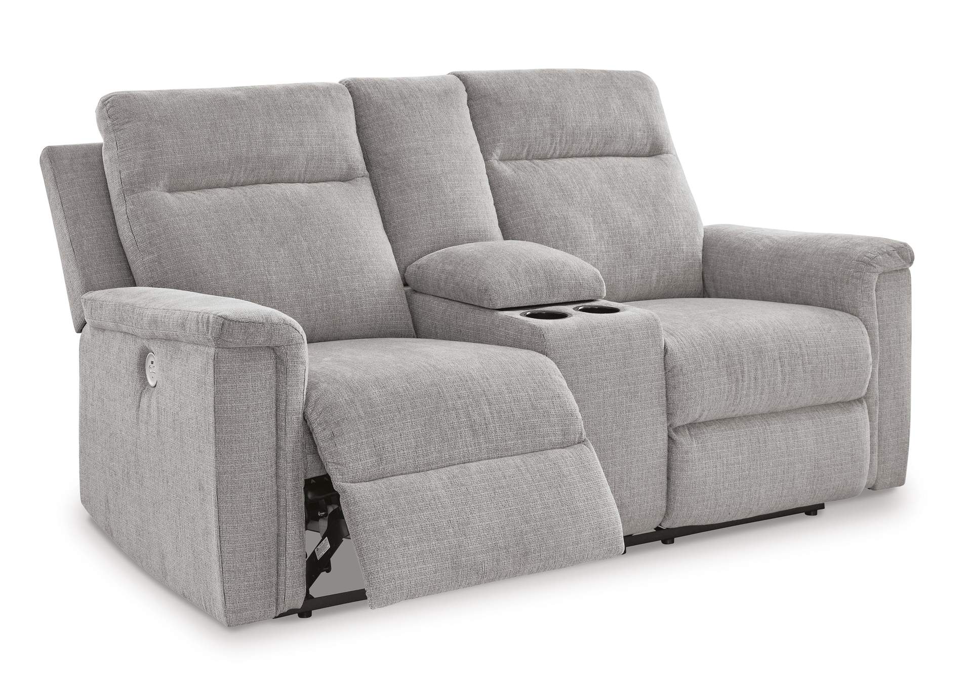 Barnsana Power Reclining Loveseat with Console angled view