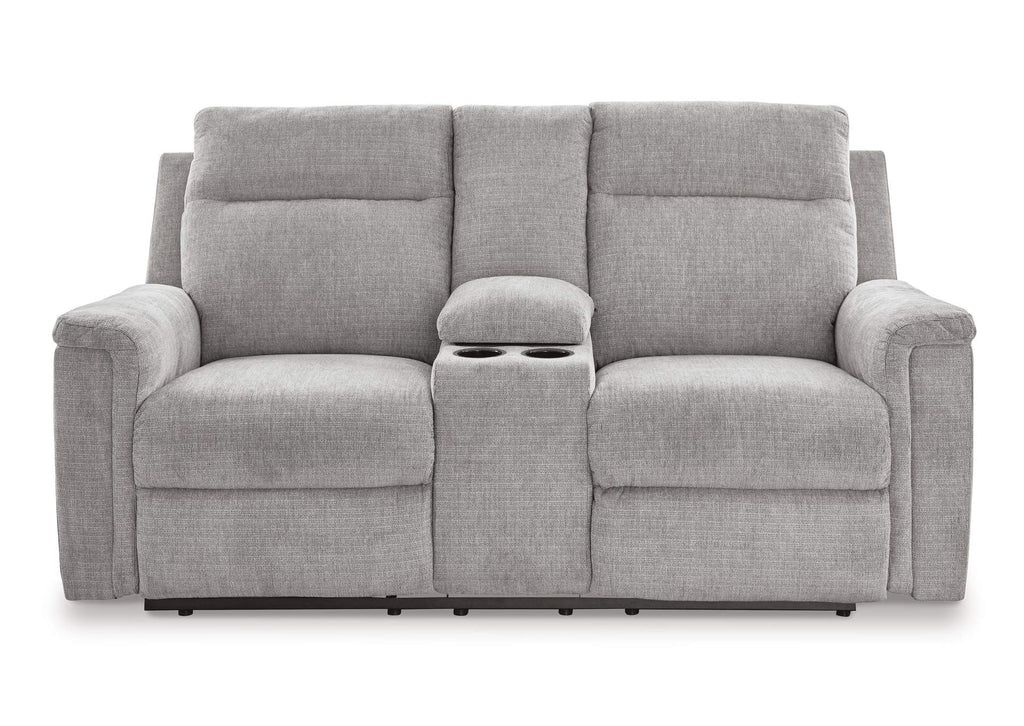 Barnsana Power Reclining Loveseat with Console front view