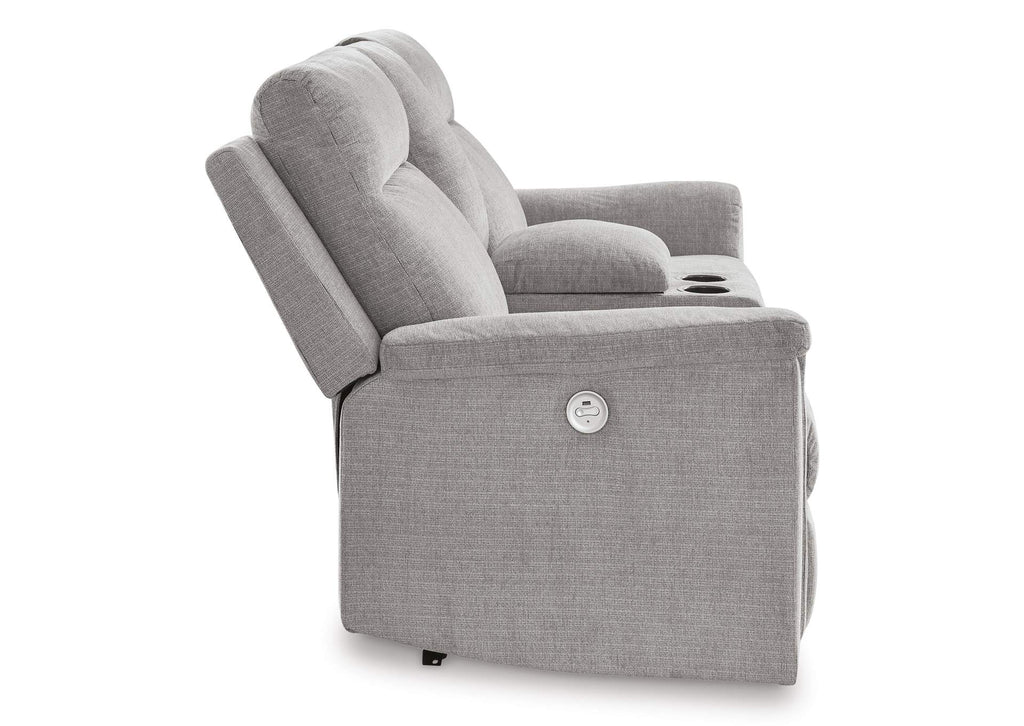 Barnsana Power Reclining Loveseat with Console side view