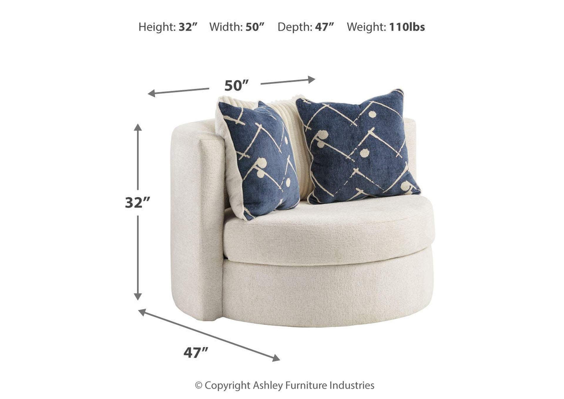 Padova Swivel Accent Chair dimensions