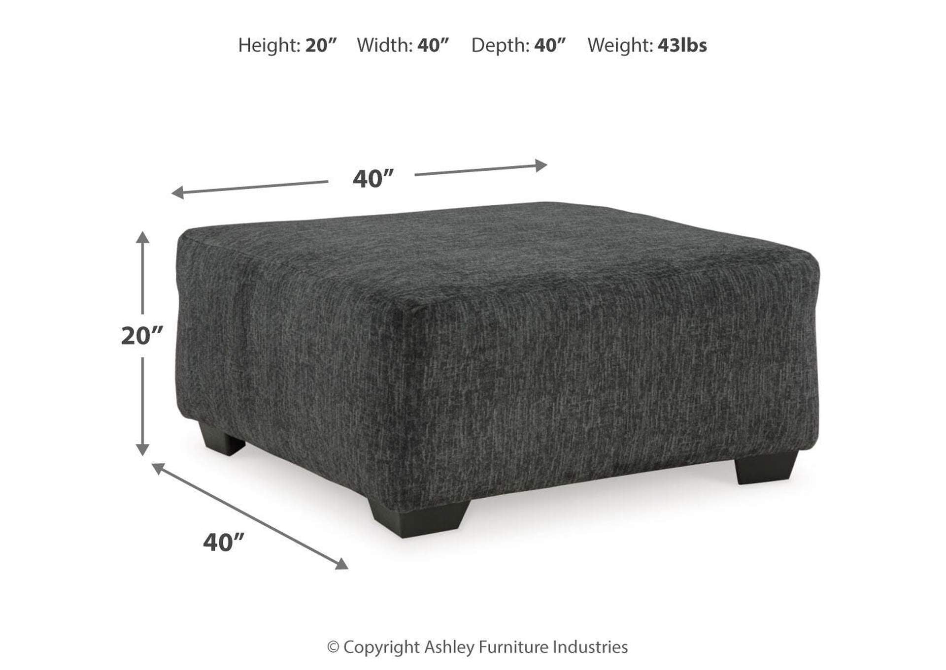 Biddeford Oversized Accent Ottoman dimensions