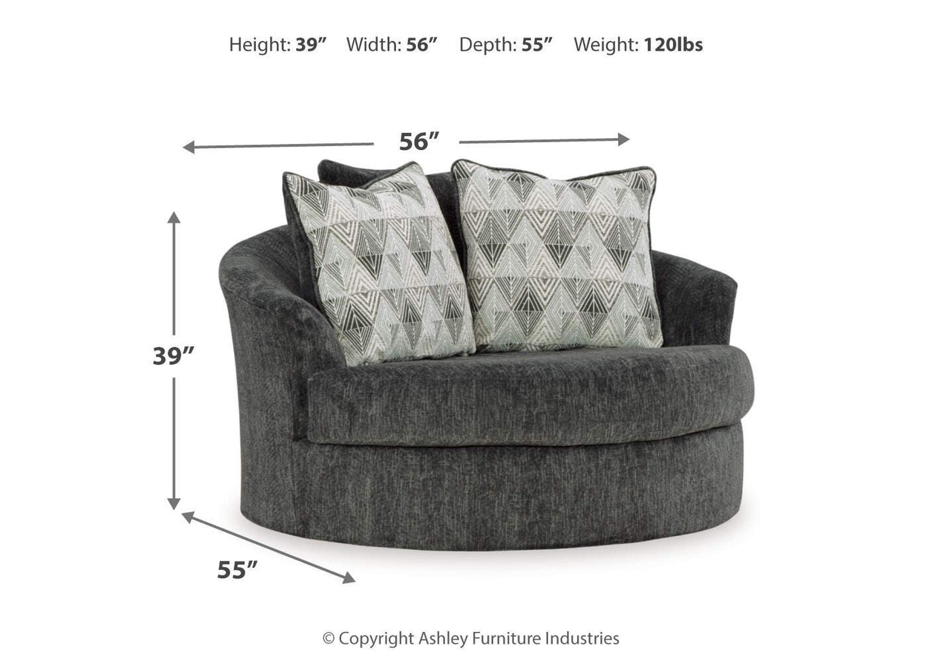 Biddeford Oversized Swivel Accent Chair dimensions