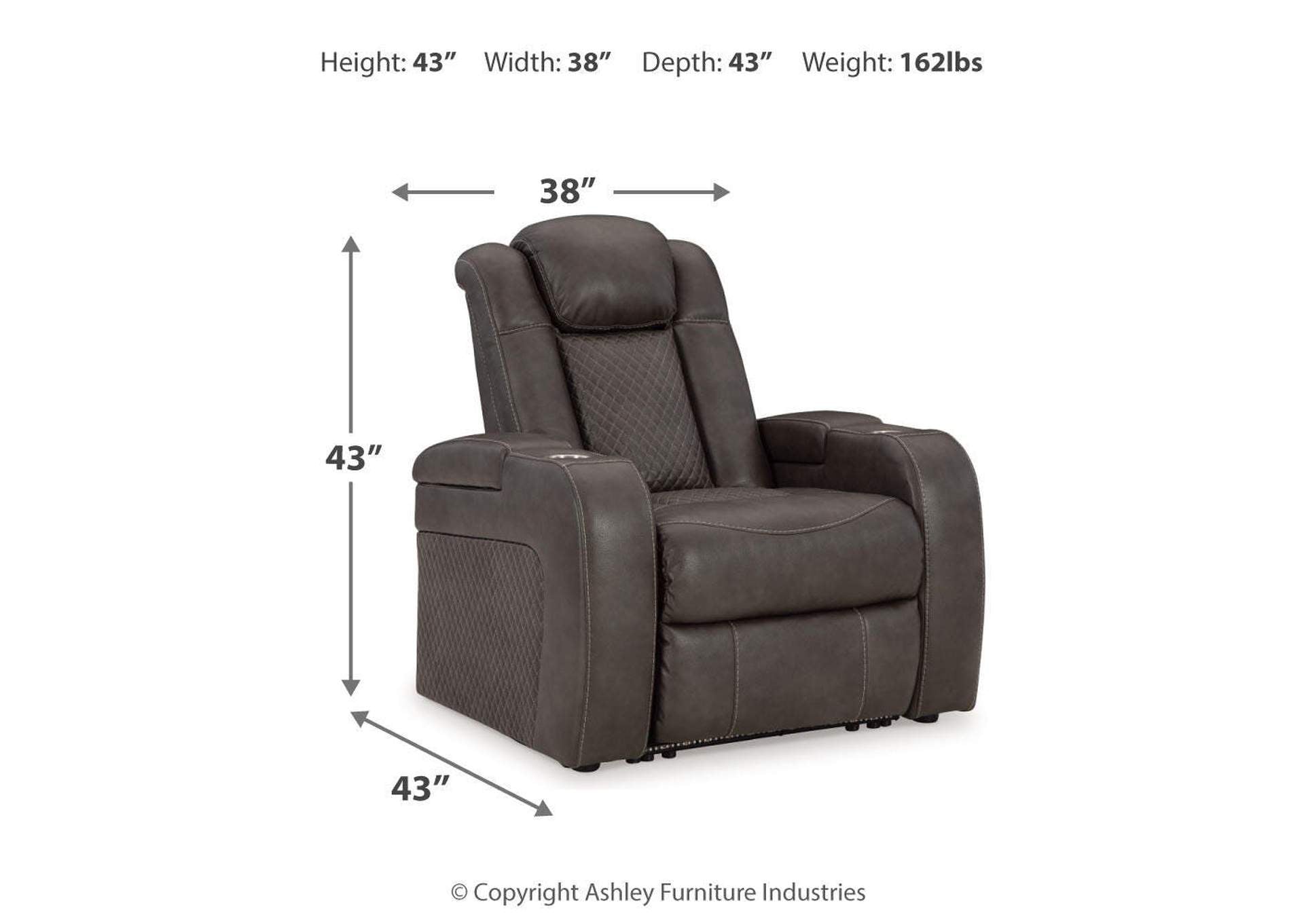 Fyne-Dyme Power Sofa, Loveseat and Recliner dimensions