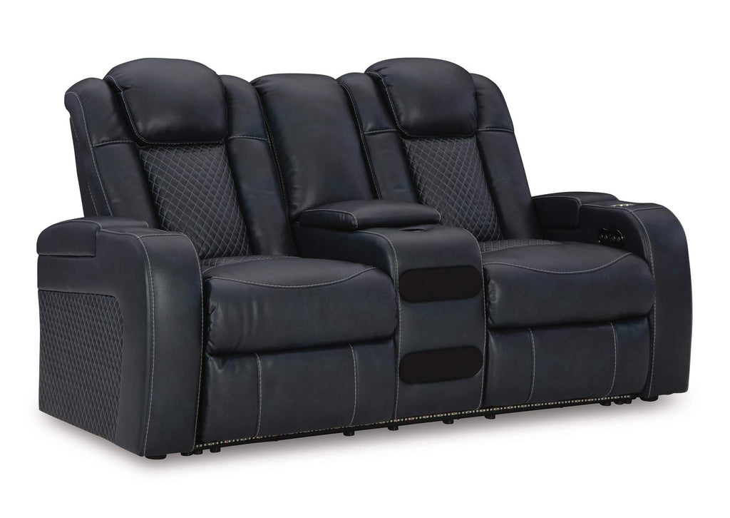Fyne-Dyme Power Reclining Loveseat with Console angled view