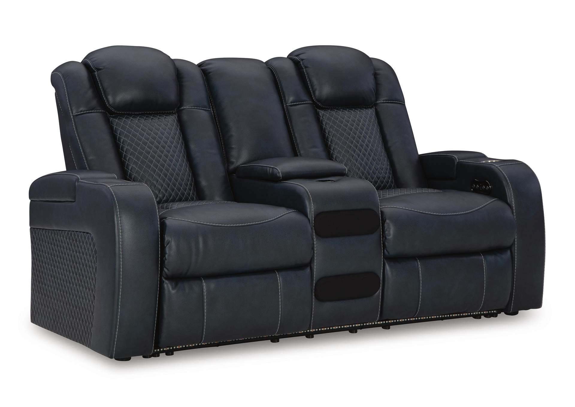 Fyne-Dyme Power Reclining Loveseat with Console angled view