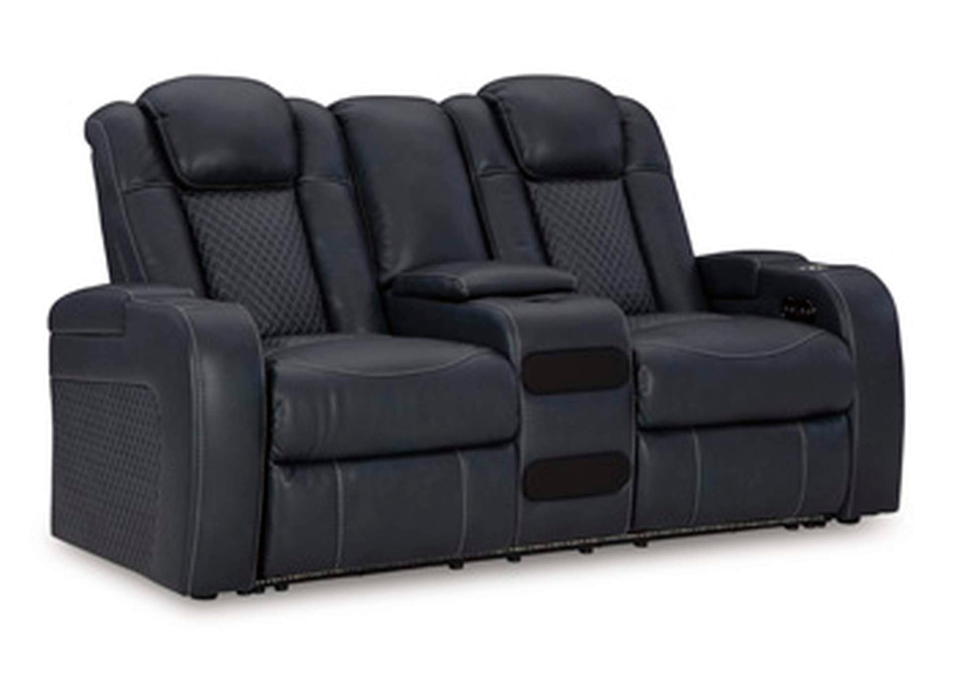 Fyne-Dyme Power Reclining Loveseat with Console angled view