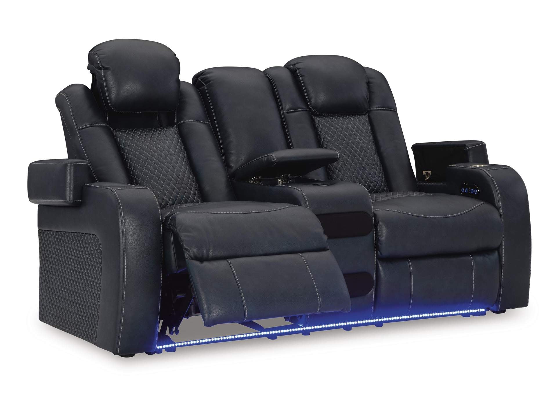 Fyne-Dyme Power Reclining Loveseat with Console angled view