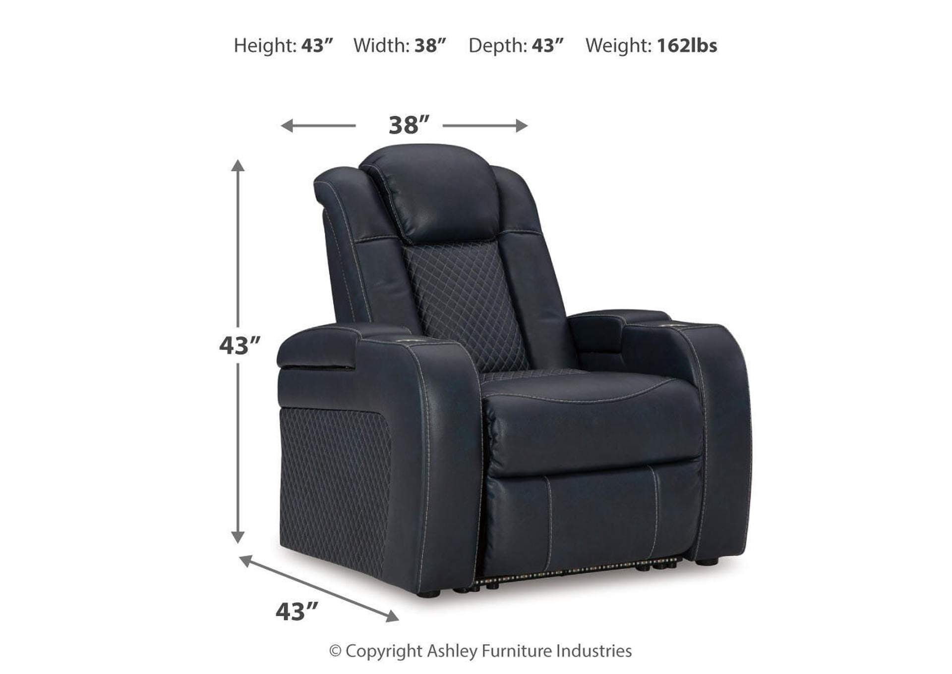 Fyne-Dyme Power Sofa, Loveseat and Recliner dimensions