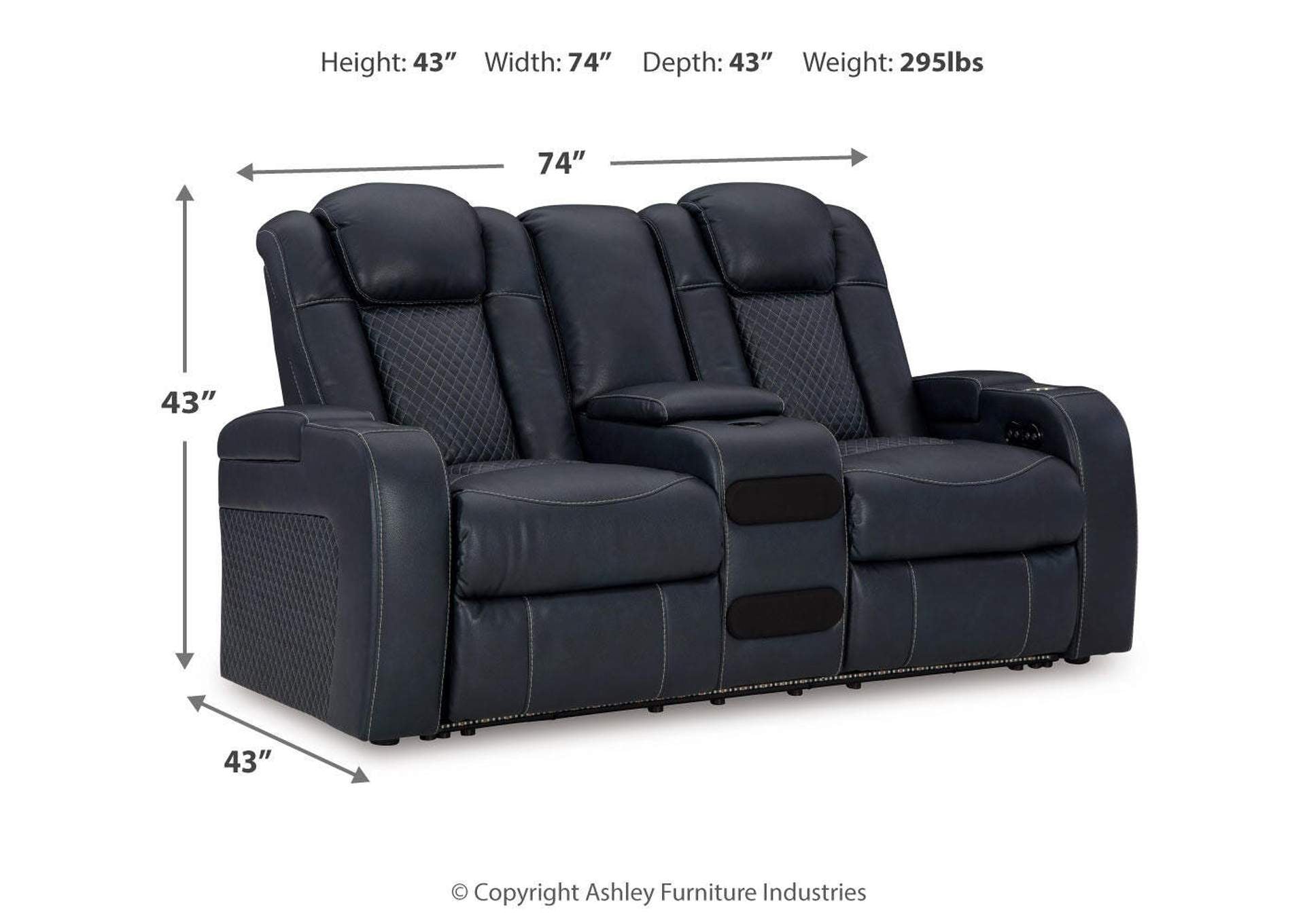 Fyne-Dyme Power Reclining Loveseat with Console dimensions