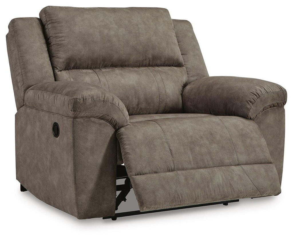 Laresview Oversized Recliner in Fossil, open view