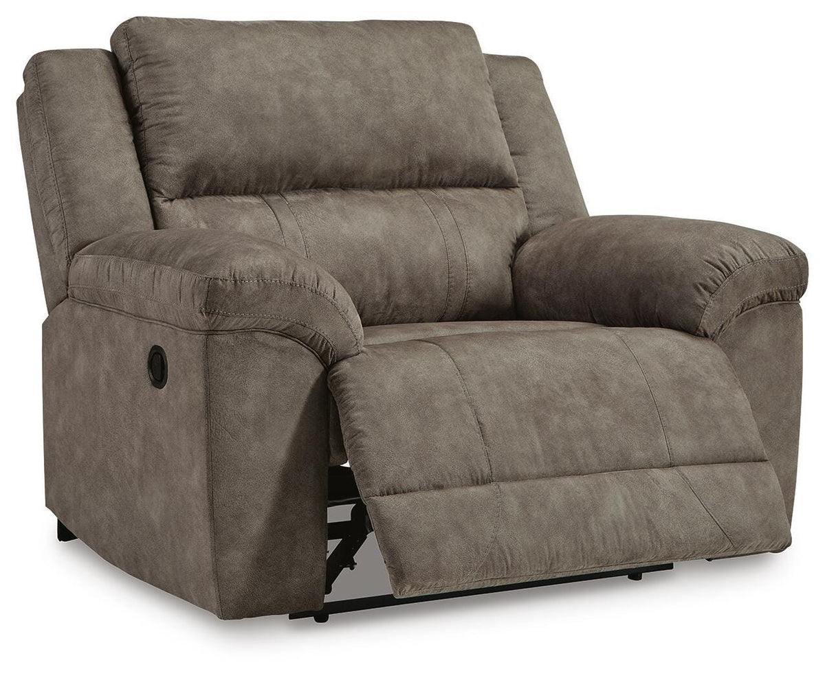 Laresview Oversized Recliner in Fossil, open view