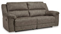 Laresview Reclining Sofa in Fossil, closed view