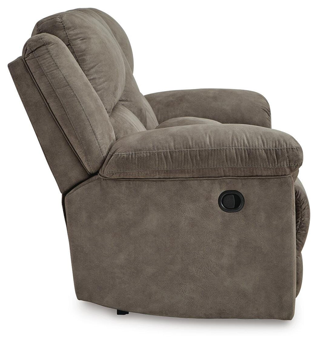 Laresview Reclining Loveseat with Console in Fossil, side view