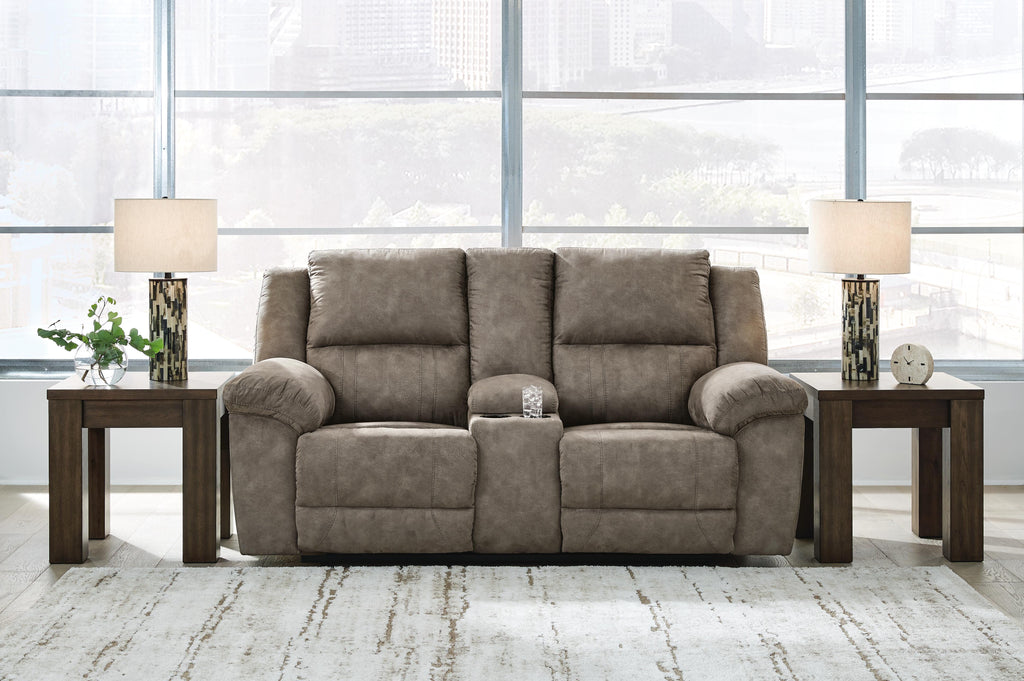 Laresview Reclining Loveseat with Console in Fossil, alternate view 3