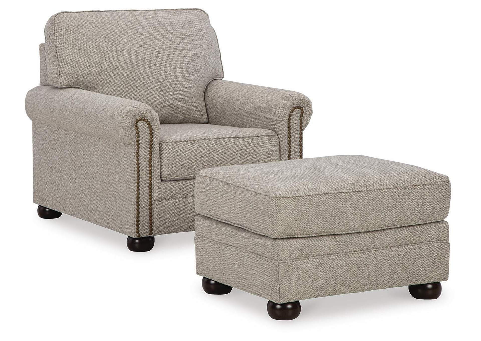 Gaelon Chair and Ottoman angled view