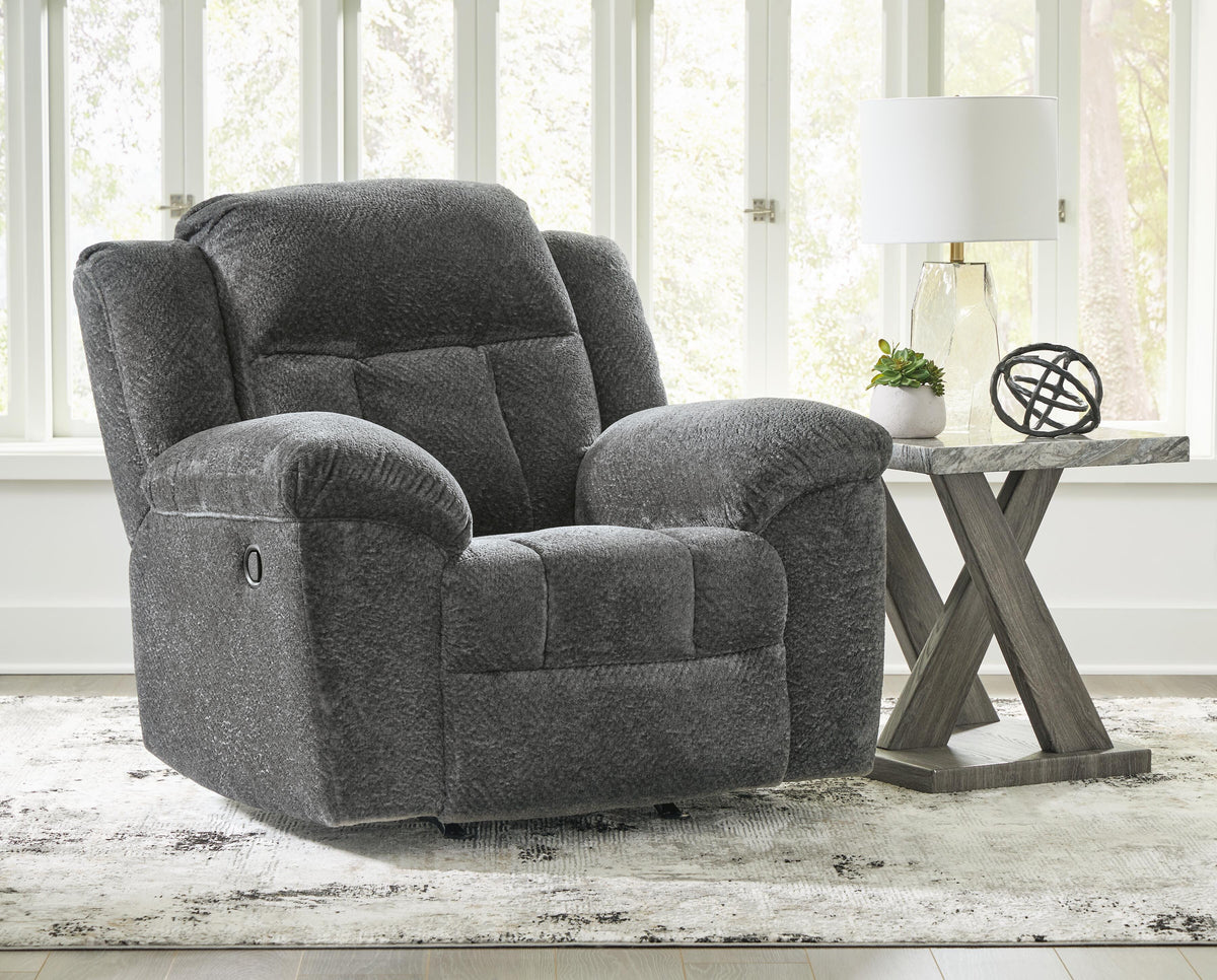 Frohn Recliner in Graphite, closed view