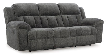 Frohn Reclining Sofa in Graphite, closed view
