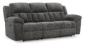 Frohn Reclining Sofa in Graphite, closed view