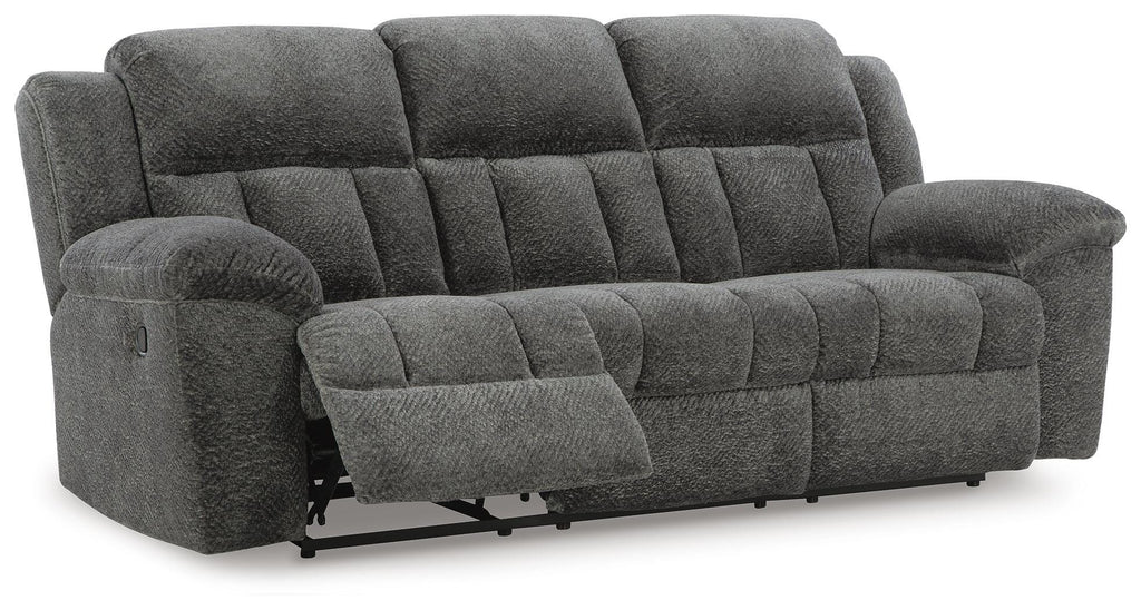 Frohn Reclining Sofa in Graphite, open view