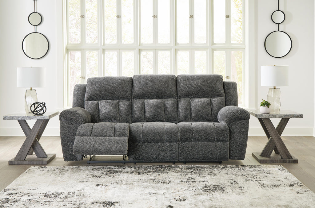 Frohn Reclining Sofa in Graphite, open view