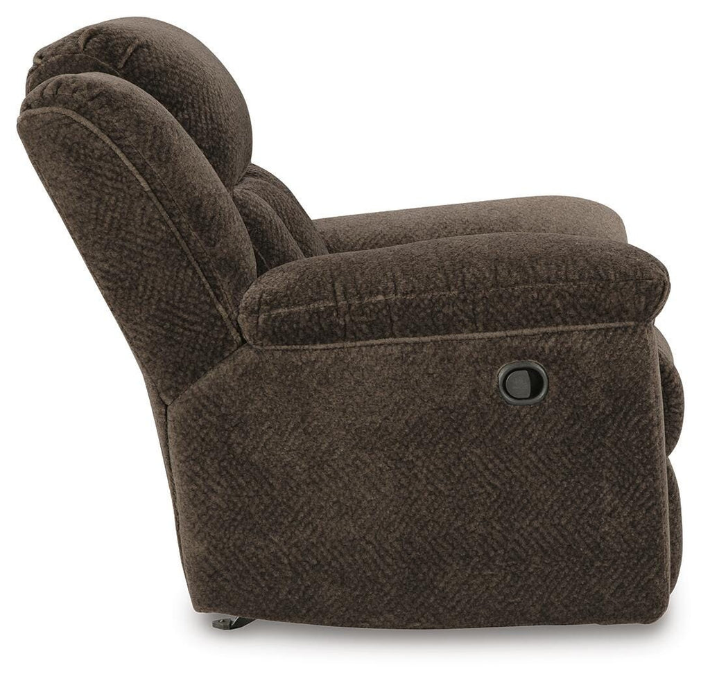 Frohn Recliner in Chocolate, side view