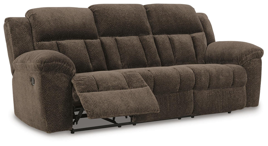 Frohn Reclining Sofa in Chocolate, open view