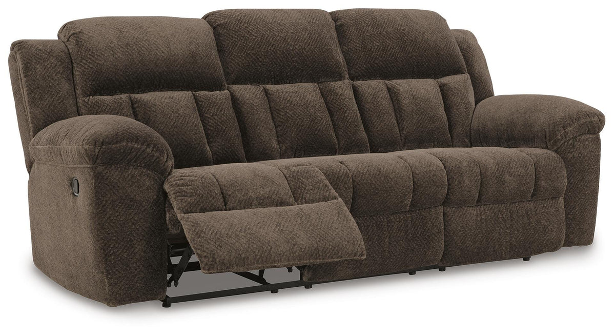 Frohn Reclining Sofa in Chocolate, open view