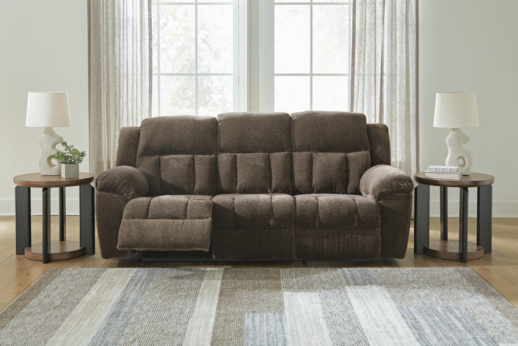 Frohn Reclining Sofa in Chocolate, open view