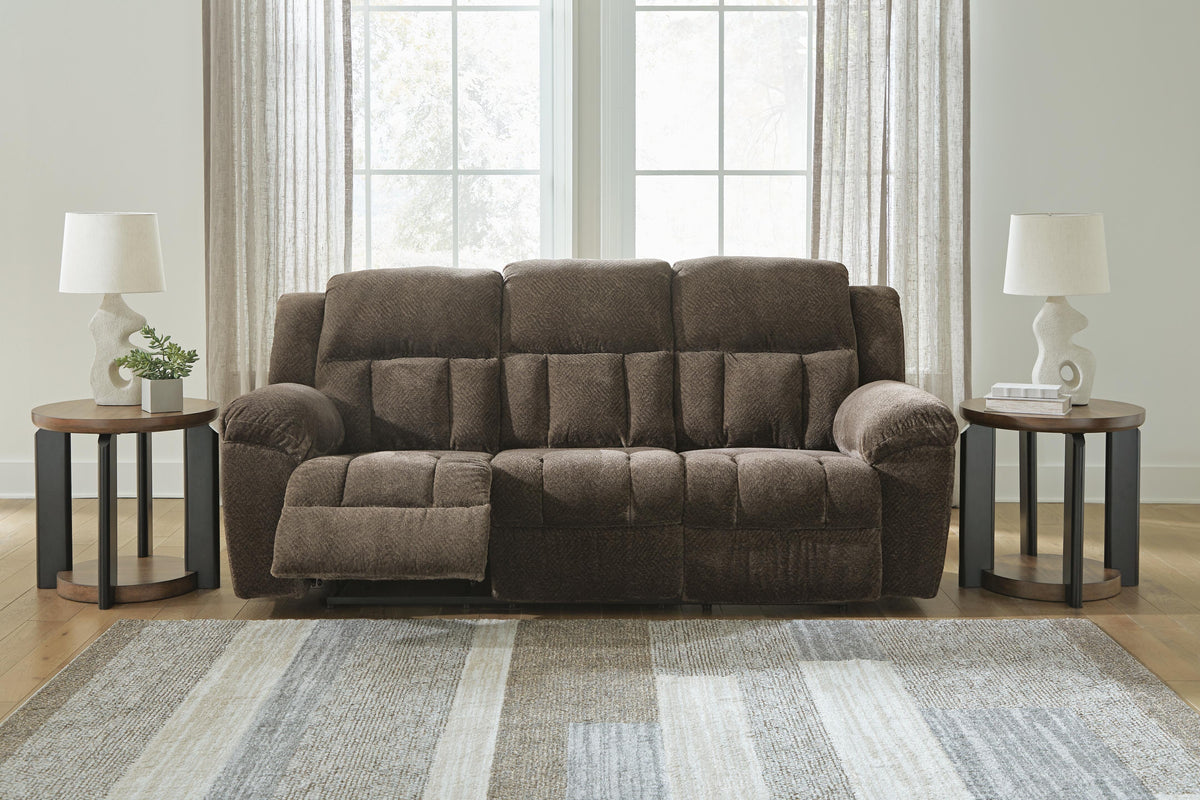 Frohn Reclining Sofa in Chocolate, open view