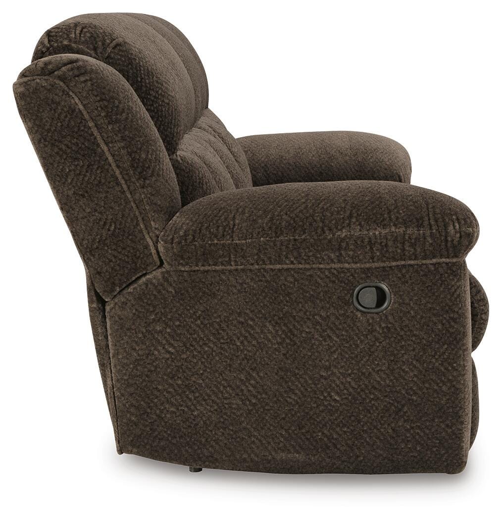 Frohn Reclining Sofa in Chocolate, side view