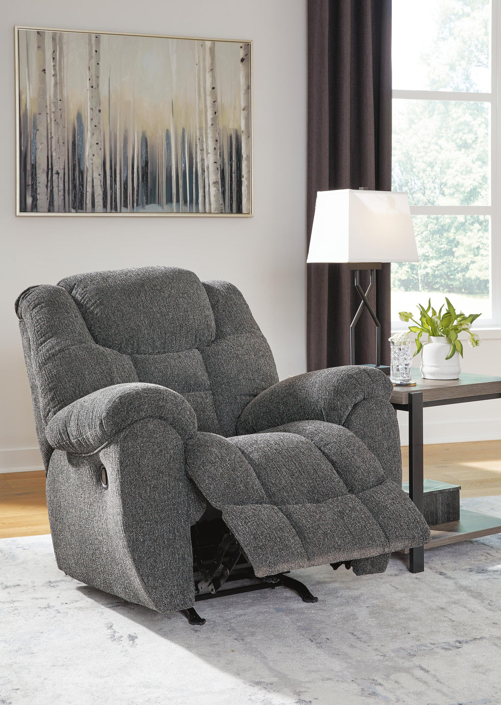Foreside Recliner in Charcoal, open view