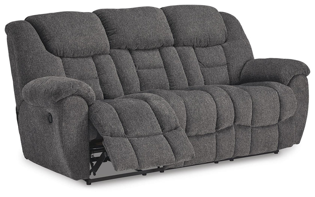 Foreside Reclining Sofa in Charcoal, open view