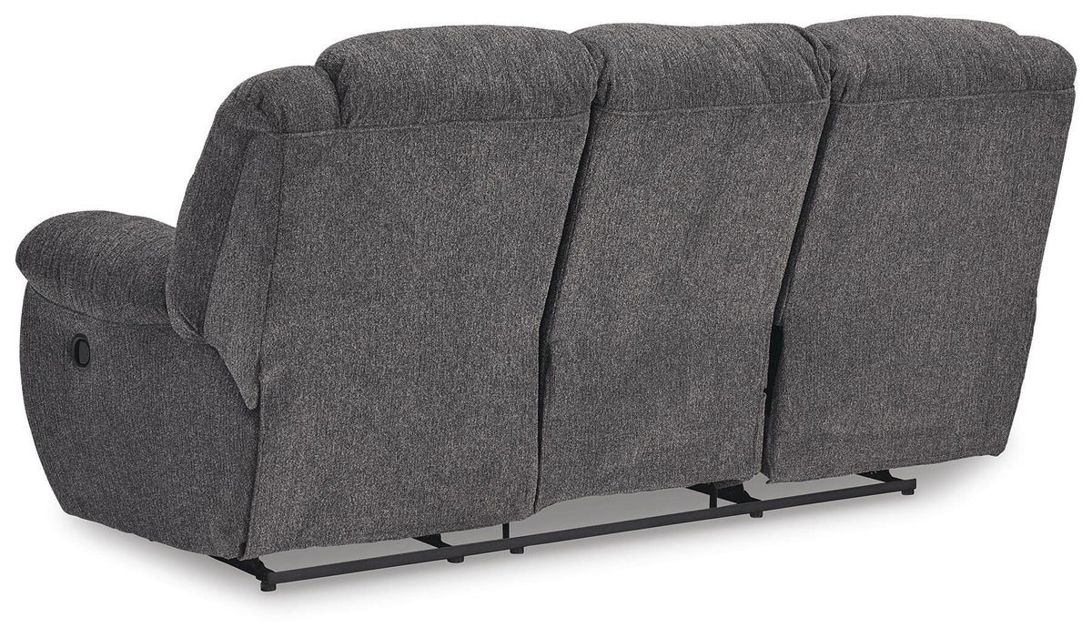 Foreside Reclining Sofa in Charcoal, back view