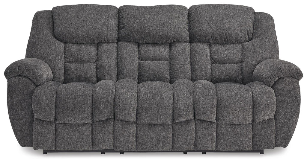 Foreside Reclining Sofa in Charcoal, front view